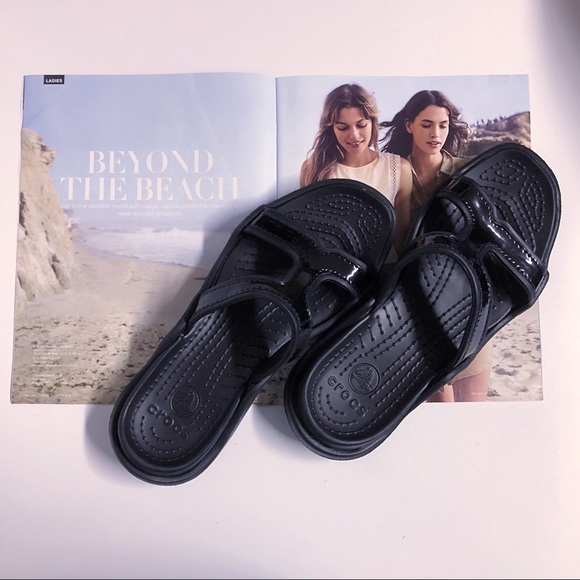 Crocs black patent slides - Picture 1 of 4